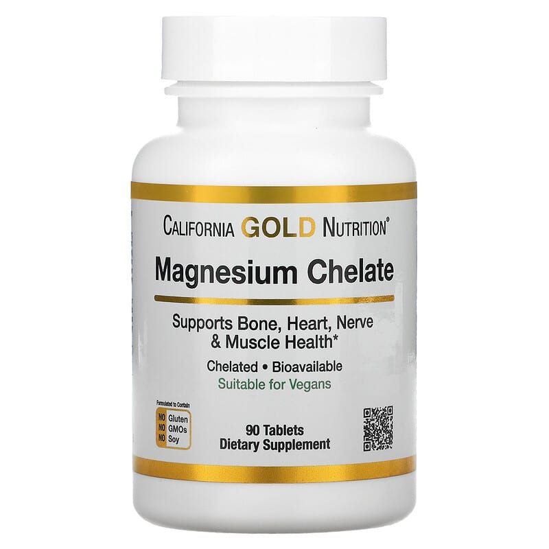 California Gold Nutrition Magnesium Chelate 210 mg 90 Tablets 898220012985