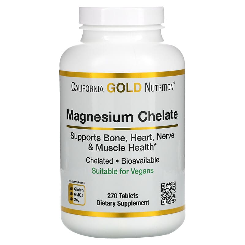 California Gold Nutrition Magnesium Chelate 270 Tablets 898220019694