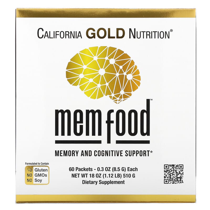 California Gold Nutrition MEM Food Memory & Cognitive Support 60 Packets 0.3 oz (8.5 g) Each 898220018932