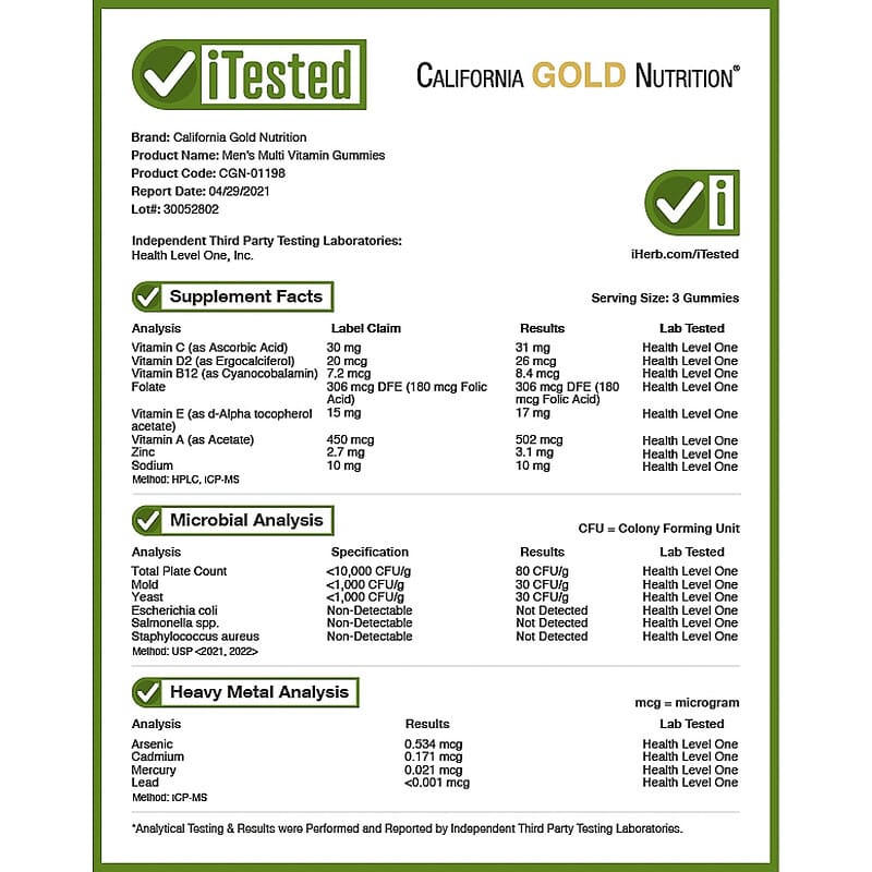 California Gold Nutrition, Men’s Multi Vitamin Gummies, No Gelatin, No Gluten, Mixed Berry and Fruit Flavor, 90 Gummies 898220011988