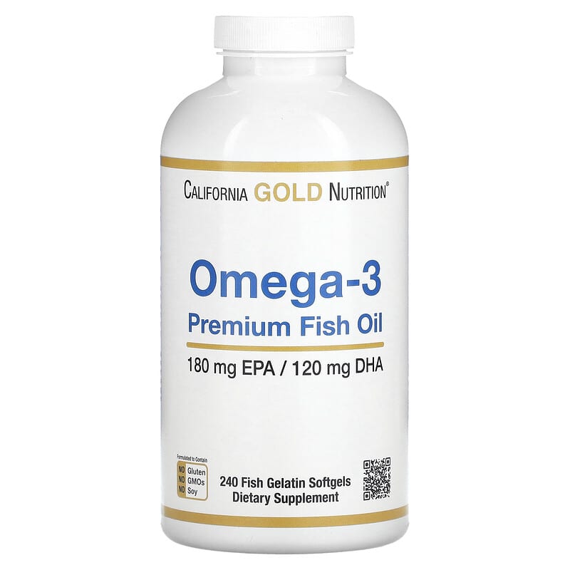 California Gold Nutrition Omega-3 Premium Fish Oil 240 Fish Gelatin Softgels 898220013302