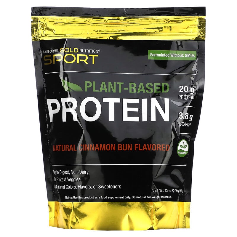California Gold Nutrition Plant-Based Protein Cinnamon Bun 2 lb Pouch 898220013494