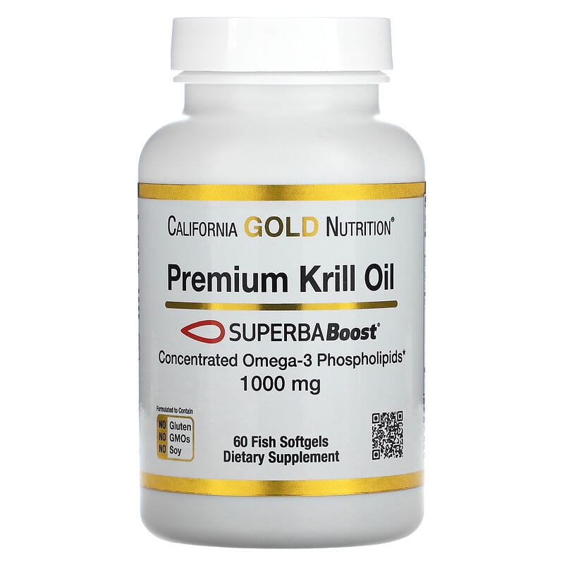 California Gold Nutrition Premium Krill Oil with SUPERBABoost 1,000 mg 60 Fish Softgels 898220018079
