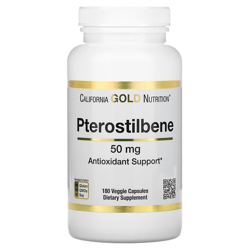 California Gold Nutrition Pterostilbene 50 mg 180 Veggie Capsules 898220018482