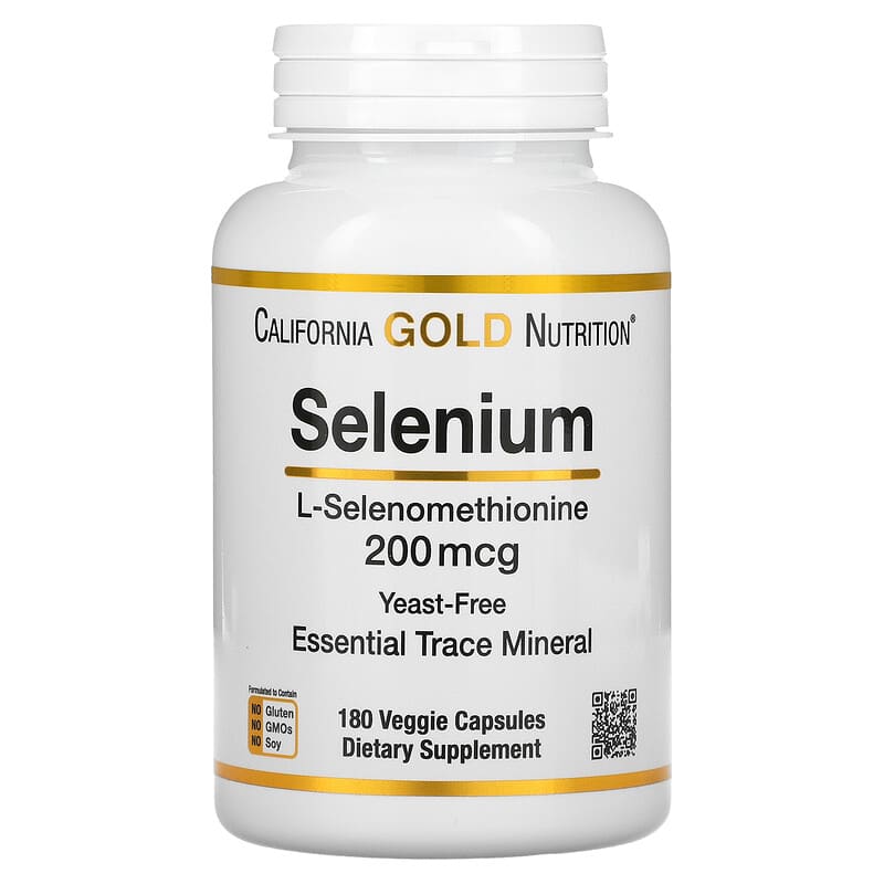 California Gold Nutrition Selenium Yeast-Free 200 mcg 180 Veggie Capsules 898220013524