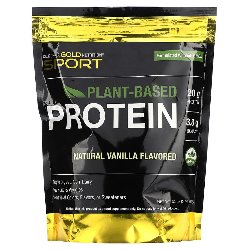 California Gold Nutrition SPORT - Vegan Protein Vanilla 2 lbs Pouch 898220013500