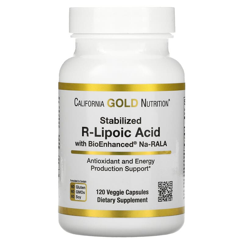 California Gold Nutrition Stabilized R-Lipoic Acid 120 Veggie Capsules 898220020058
