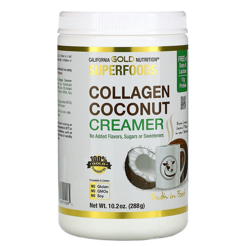 California Gold Nutrition SUPERFOODS Collagen Coconut Creamer Powder Unsweetened 10.2 oz (288 g) 898220012084