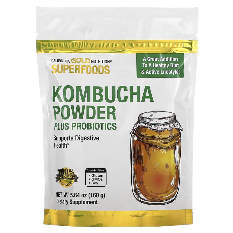 California Gold Nutrition SUPERFOODS - Kombucha Powder Plus Probiotics 5.64 oz (160 g) 898220021642