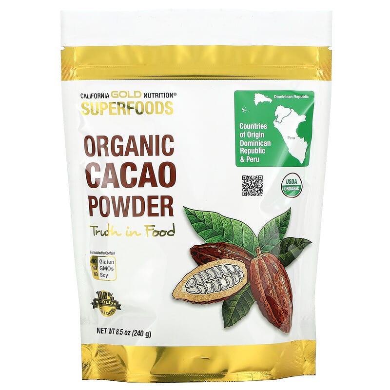California Gold Nutrition SUPERFOODS - Organic Cacao Powder 8.5 oz (240 g) 898220012145
