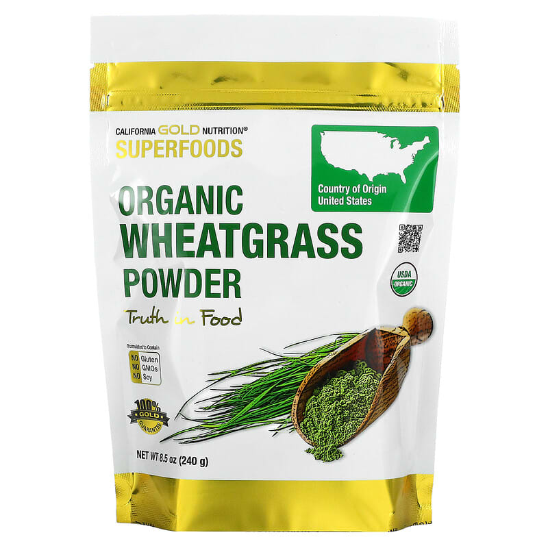 California Gold Nutrition SUPERFOODS - Organic Wheat Grass Powder 8.5 oz (240 g) 898220012251