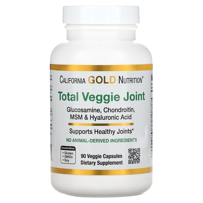 California Gold Nutrition Total Veggie Joint Support Formula With Glucosamine Chondroitin MSM and Hyaluronic Acid 90 Veggie Capsules 898220011568