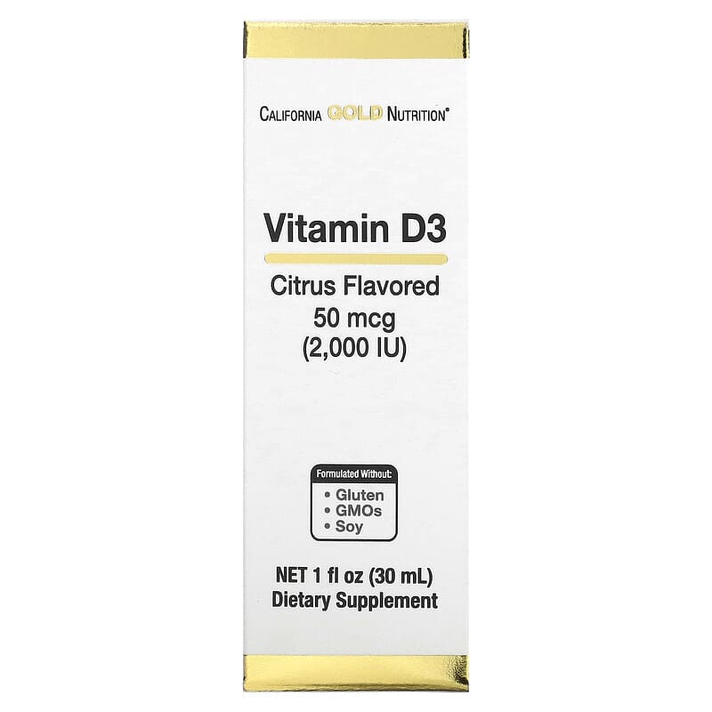 California Gold Nutrition Vitamin D3 (Citrus) 2,000 IU 1 fl oz (30 ml) 898220021147