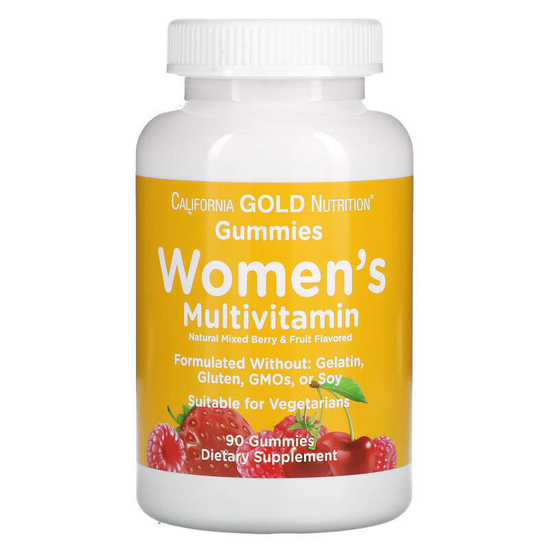 California Gold Nutrition Women’s Multivitamin Gummies Mixed Berry and Fruit Flavors 90 Gummies 898220011995