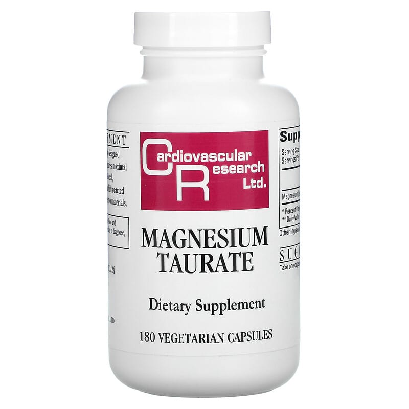 Cardiovascular Research Ltd. Magnesium Taurate 180 Vegetarian Capsules 696859034862
