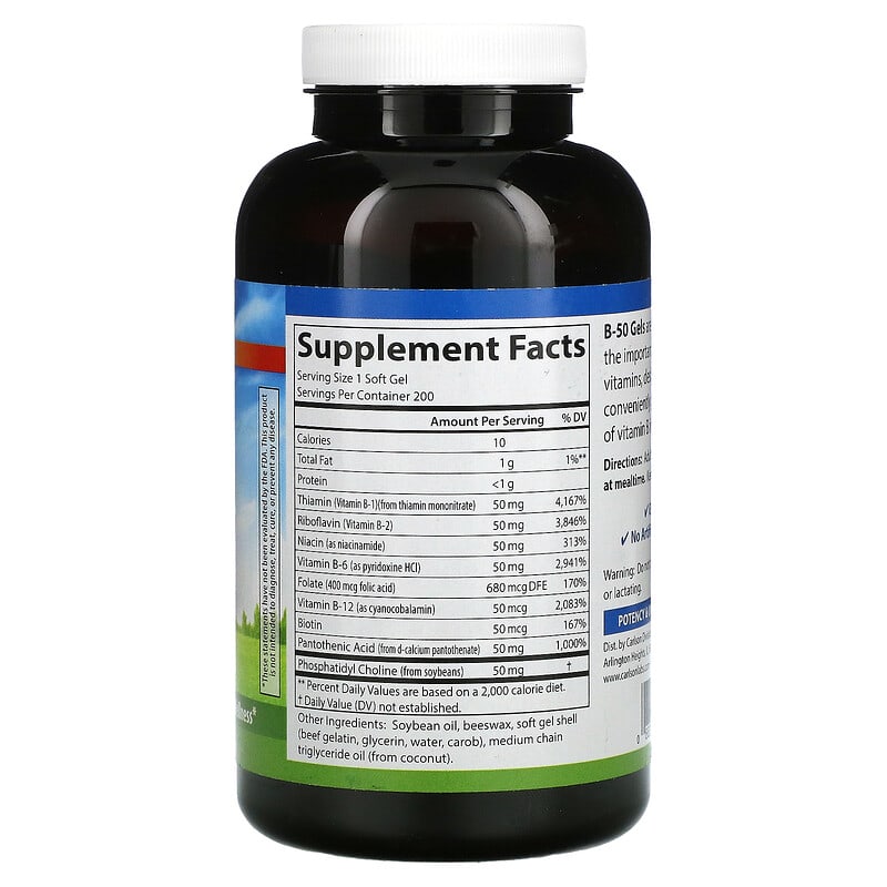 Carlson, B-50 Gel, Vitamin B Complex, 200 Soft Gels 88395020629