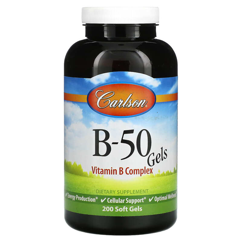 Carlson B-50 Gel Vitamin B Complex 200 Soft Gels 88395020629