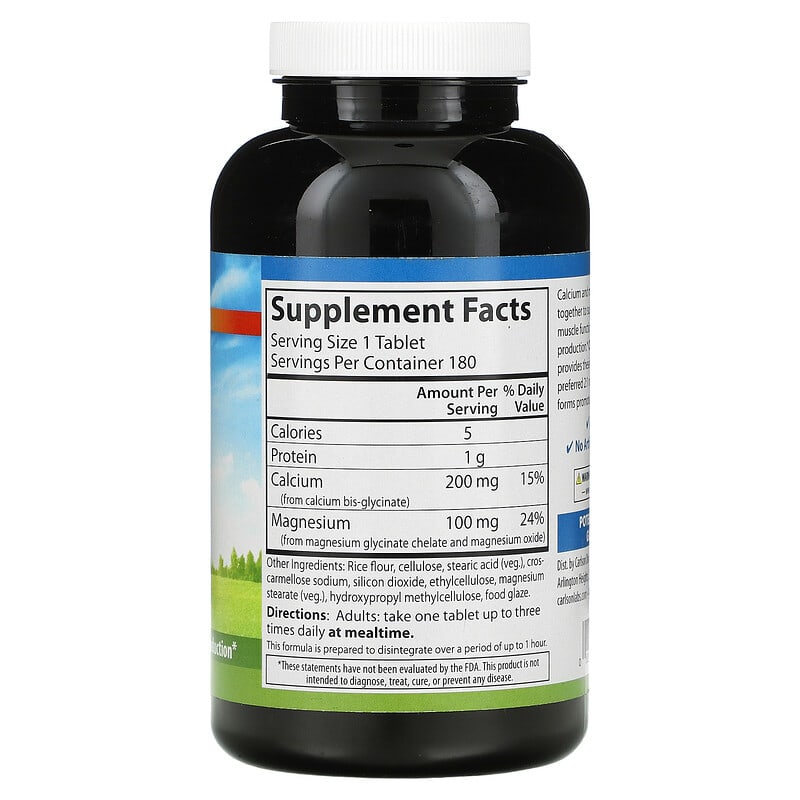 Carlson, Chelated Cal-Mag, 180 Tablets 88395054723