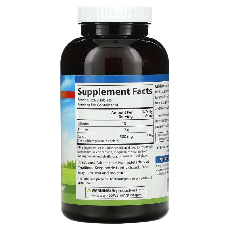Carlson, Chelated Calcium, 250 mg, 180 Tablets 88395054624