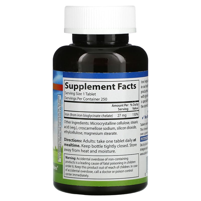 Carlson, Chelated Iron, 27 mg, 250 Tablets 88395055720