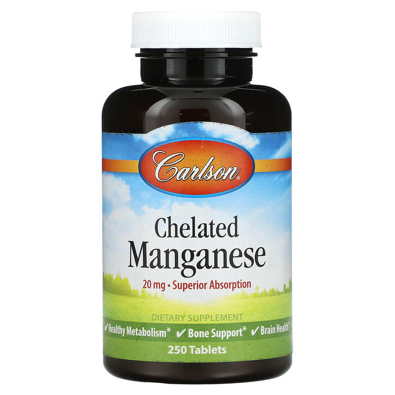 Carlson Chelated Manganese 20 mg 250 Tablets 88395056321