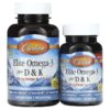 Carlson Elite Omega-3 Plus D & K Natural Lemon Flavor 60 + 30 Free Soft Gels 88395175404