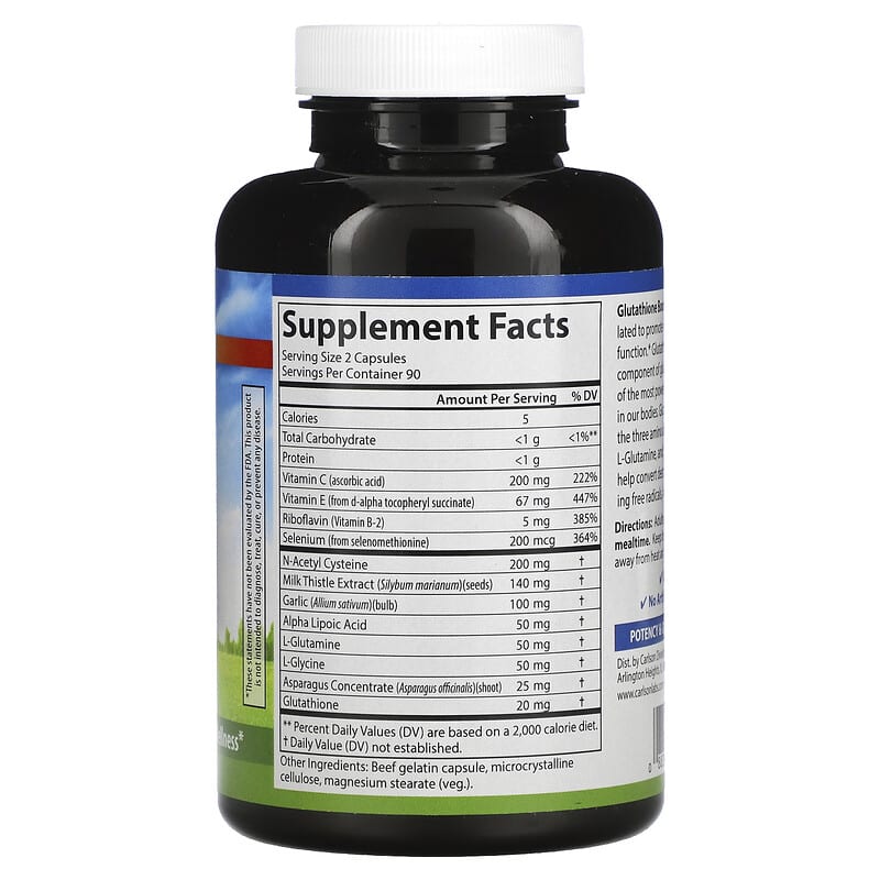 Carlson, Glutathione Booster, 180 Capsules 88395048524
