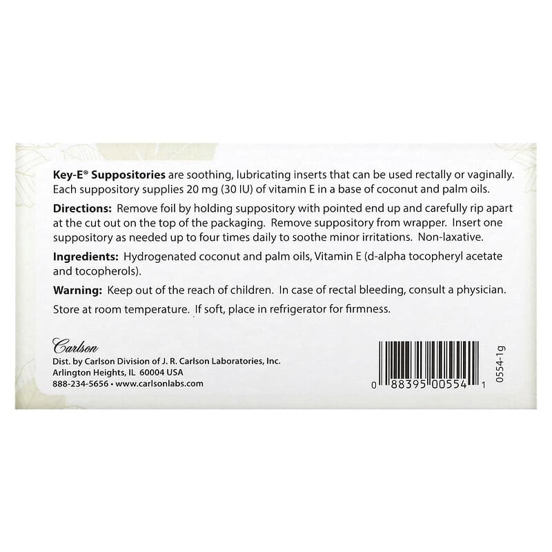 Carlson, Key-E Suppositories, 24 Inserts 88395005541