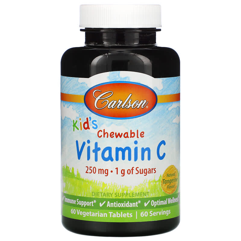 Carlson Kid's Chewable Vitamin C Natural Tangerine  250 mg 60 Vegetarian Tablets 88395031007