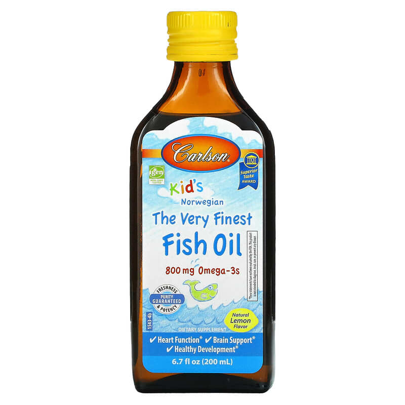 Carlson Kid's Norwegian The Very Finest Fish Oil Natural Lemon 800 mg 6.7 fl oz (200 ml) 88395015434