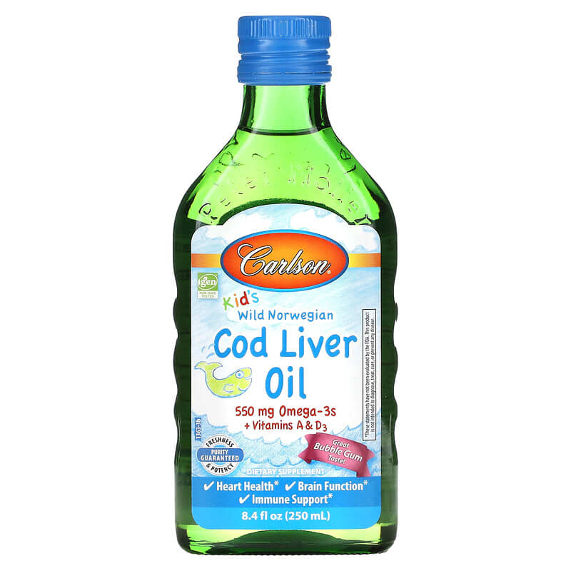 Carlson Kid's Wild Norwegian Cod Liver Oil Bubble Gum  8.4 fl oz (250 ml) 88395136306