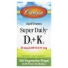 Carlson Liquid Vitamins Super Daily D3+K2 25 mcg (1,000 IU) & 22.5 mcg 360 Vegetarian Drops 0.34 fl oz (10.16 ml) 88395105005