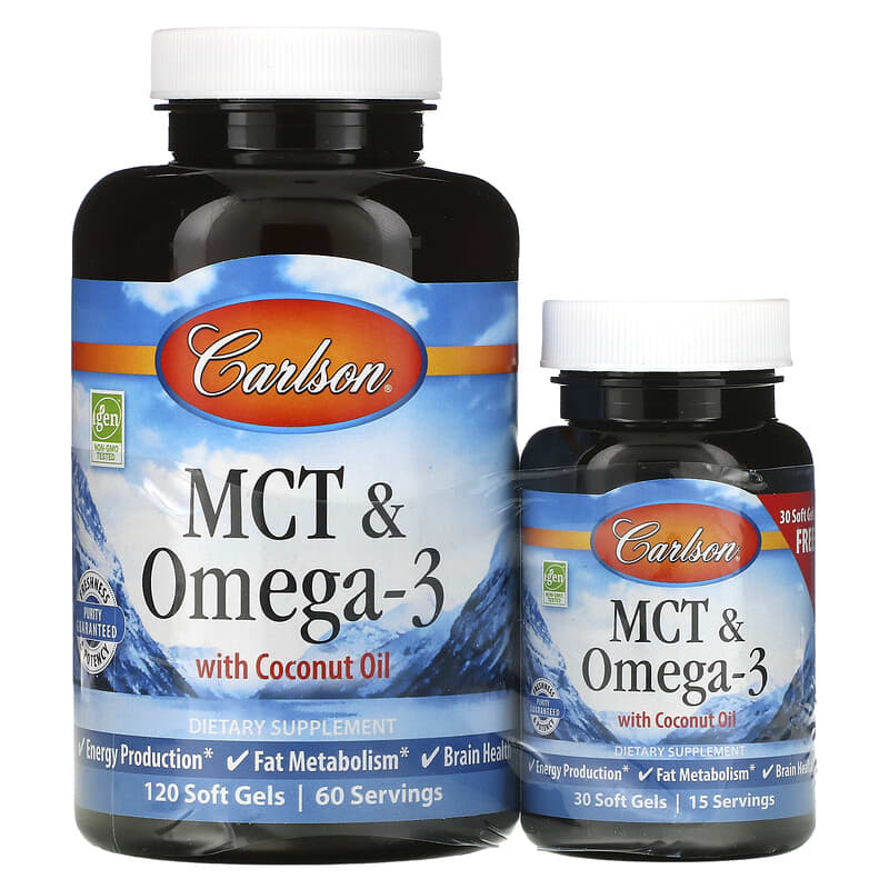 Carlson MCT & Omega-3 120 + 30 Free Soft Gels 88395176401