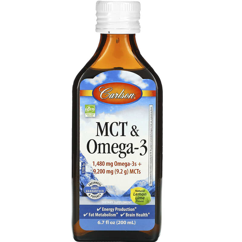 Carlson MCT & Omega-3 Natural Lemon Lime 6.7 fl oz (200 ml) 88395177002