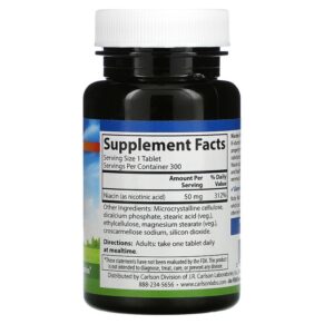 Carlson, Niacin, 50 mg, 300 Tablets 88395027635