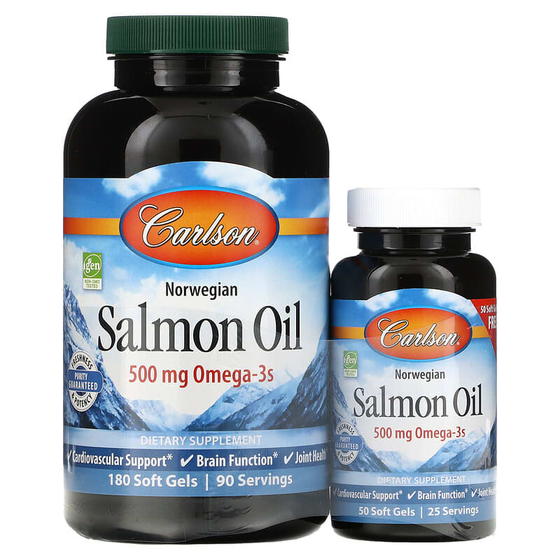 Carlson Norwegian Salmon Oil 250 mg 180 + 50 Soft Gels 88395015045
