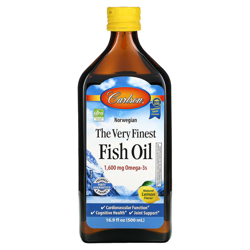 Carlson Norwegian The Very Finest Fish Oil Natural Lemon  1,600 mg 16.9 fl oz (500 ml) 88395015458