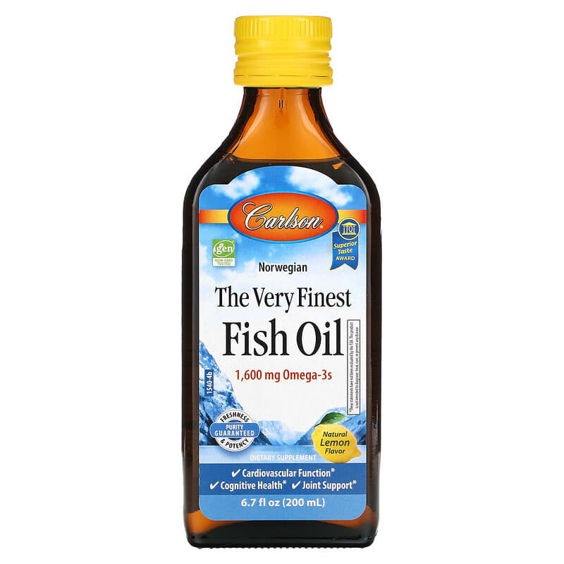 Carlson Norwegian The Very Finest Fish Oil Natural Lemon 1,600 mg 6.7 fl oz (200 ml) 88395015403