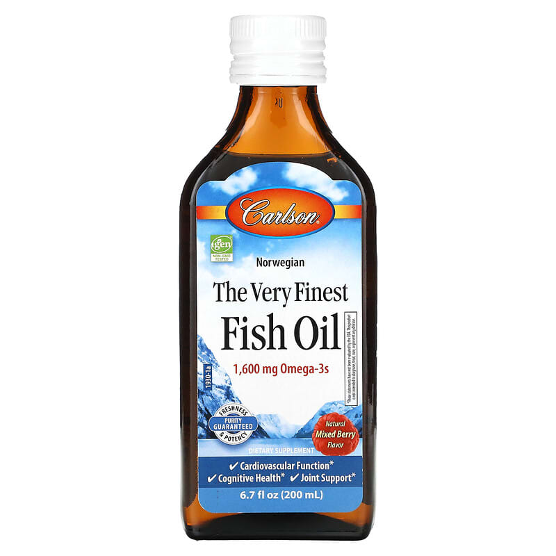 Carlson Norwegian The Very Finest Fish Oil Natural Mixed Berry 1,600 mg 6.7 fl oz (200 ml) 88395193002