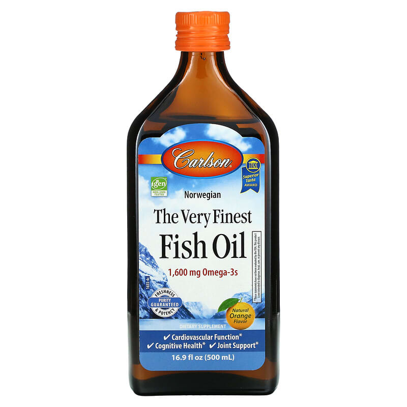 Carlson Norwegian The Very Finest Fish Oil Natural Orange  1,600 mg 16.9 fl oz (500 ml) 88395016554