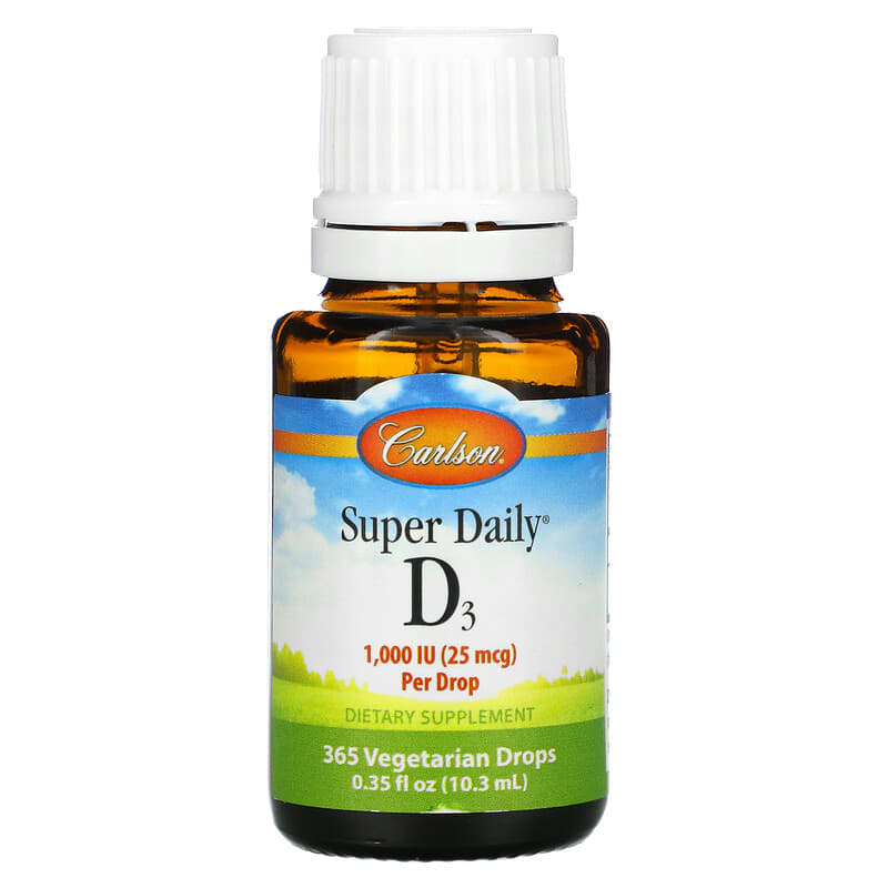 Carlson, Super Daily D3, 1,000 IU, 0.35 fl oz (10.3 ml) 88395012709
