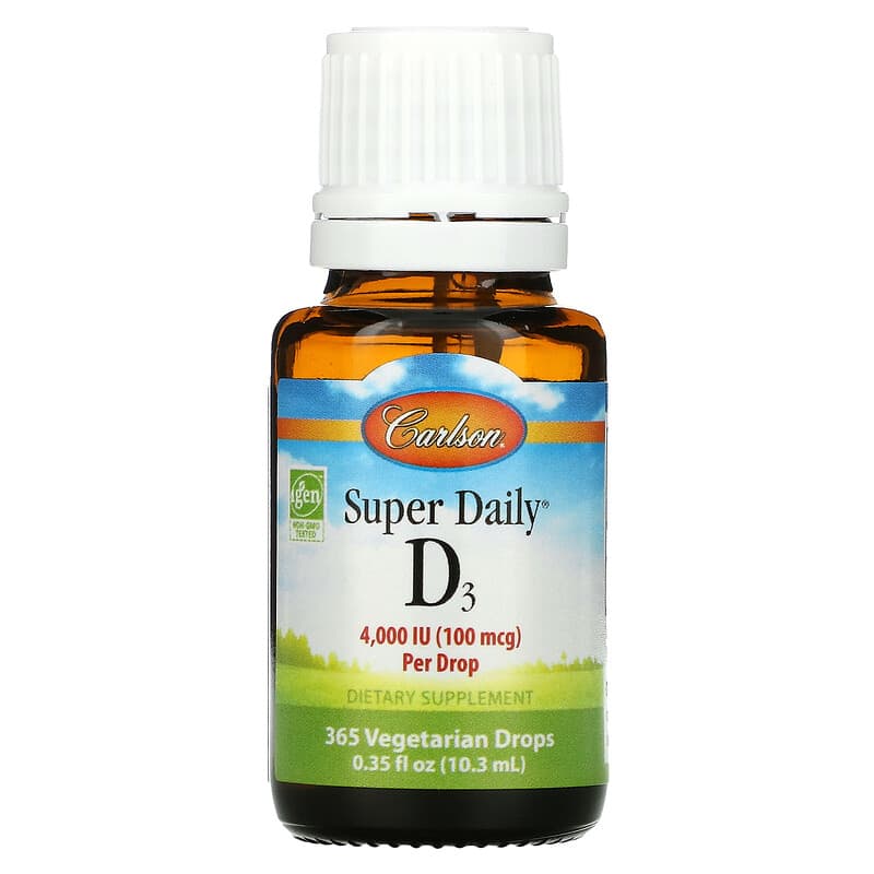 Carlson, Super Daily D3, 100 mcg (4,000 IU), 0.35 fl oz (10.3 ml) 88395012907