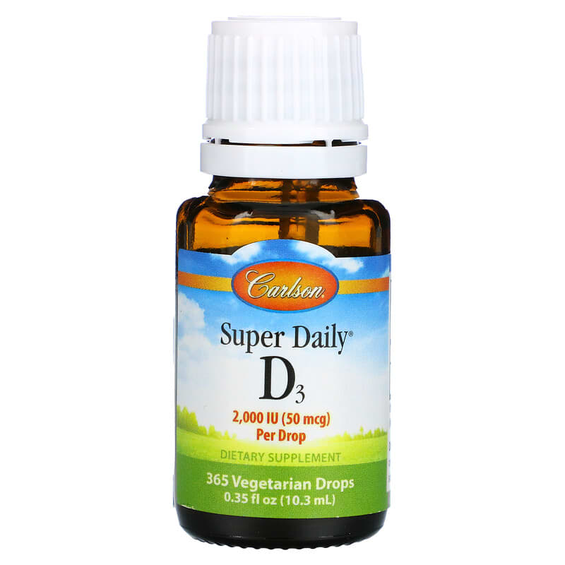 Carlson, Super Daily D3, 50 mcg (2,000 IU), 0.35 fl oz (10.3 ml) 88395012808