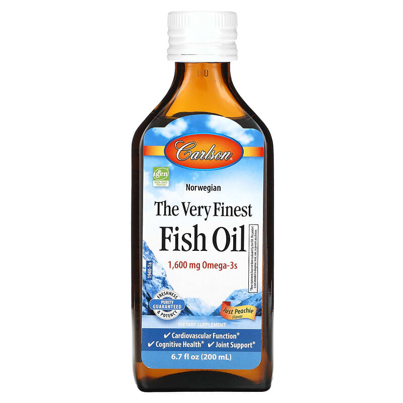 Carlson The Very Finest Fish Oil Just Peachie 1,600 mg 6.7 fl oz (200 ml) 88395194009