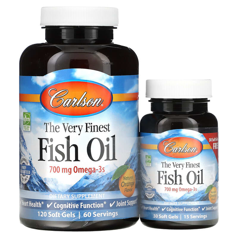 Carlson The Very Finest Fish Oil Natural Orange 350 mg 120 + 30 Free Soft Gels 88395016448