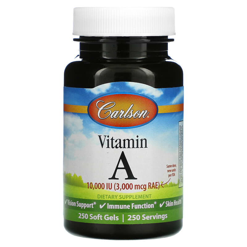 Carlson Vitamin A 3,000 mcg RAE (10,000 IU)  250 Soft Gels 88395011122