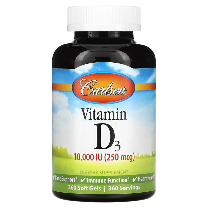 Carlson Vitamin D3 10,000 IU (250 mcg) 360 Soft Gels 88395142307