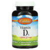 Carlson Vitamin D3 25 mcg (1,000 IU) 250 Soft Gels 88395014529