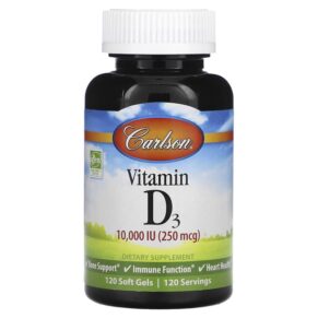 Carlson Vitamin D3 250 mcg (10,000 IU) 120 Soft Gels 88395014215
