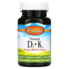 Carlson Vitamin D3 + K2 50 mcg (2,000 IU) & 90 mcg 120 Vegetarian Capsules 88395106200